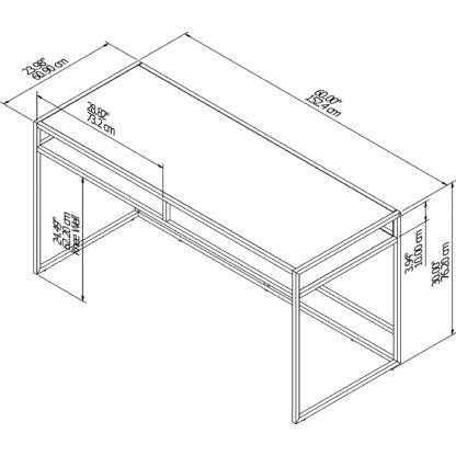Anthropology 60" Glass Top Writing Desk with Shelf