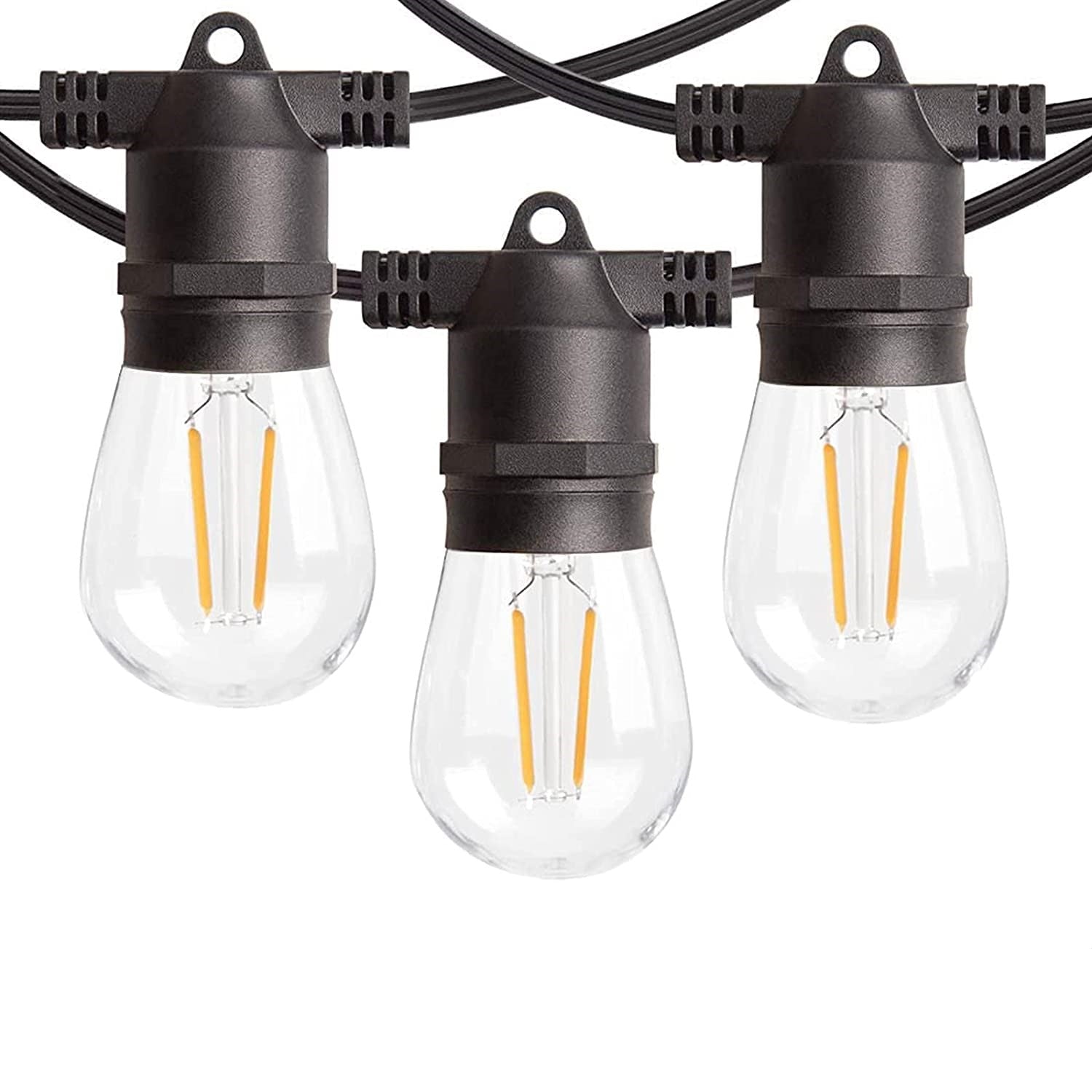 BRIGHTLIVING 48ft LED Outdoor String Lights IP65 Rated (15 Bulbs), FOB KS
