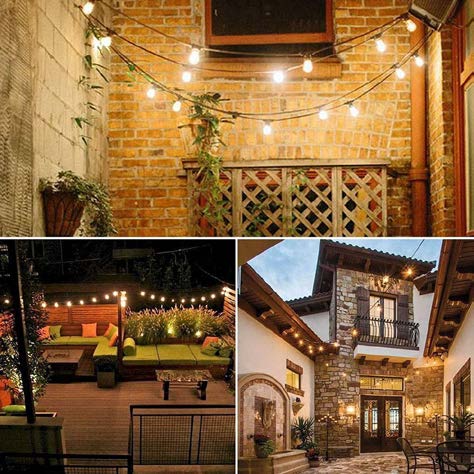 BRIGHTLIVING 48ft LED Outdoor String Lights IP65 Rated (15 Bulbs), FOB KS
