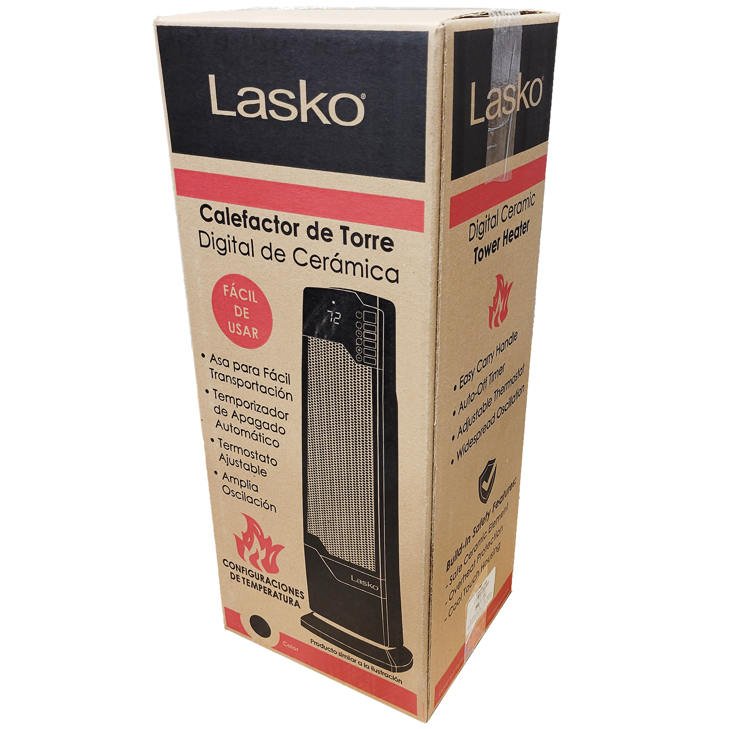 Lasko 1500W Oscillating Ceramic Tower Space Heater with Remote, Factory Refurbished, FOB KS