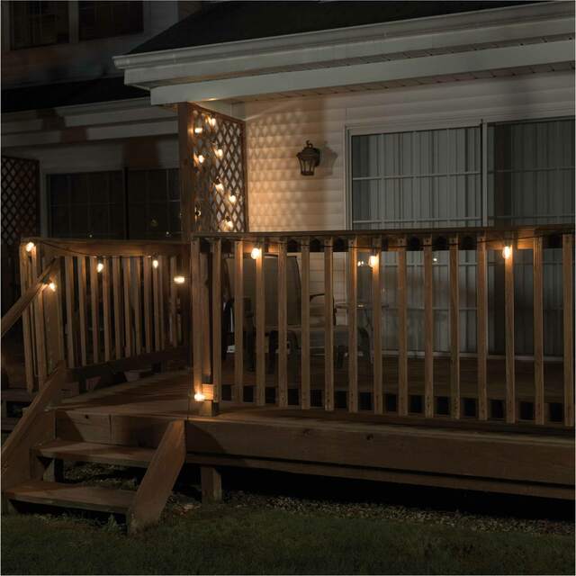 Mr. Beams Solar LED Outdoor String Lights with S14 Bulbs, 54 Feet, 24 Bulbs , FOB KS