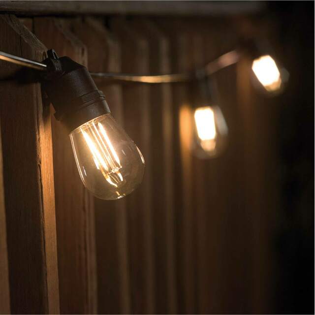 Mr. Beams Solar LED Outdoor String Lights with S14 Bulbs, 54 Feet, 24 Bulbs , FOB KS