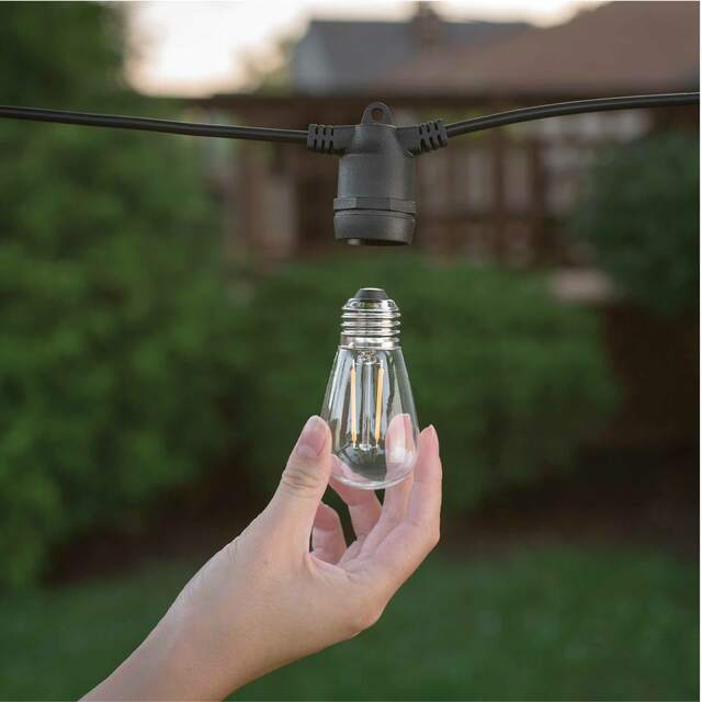 Mr. Beams Solar LED Outdoor String Lights with S14 Bulbs, 54 Feet, 24 Bulbs , FOB KS