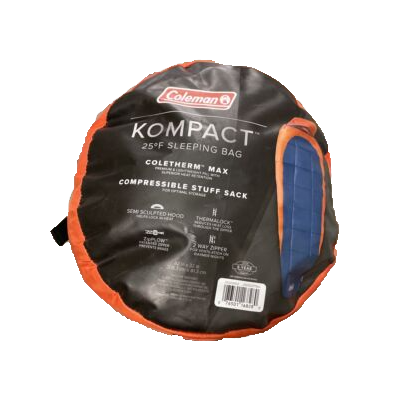 Coleman Kompact 25 Degree F Mummy Sleeping Bag, Tiger Lily, FOB KS