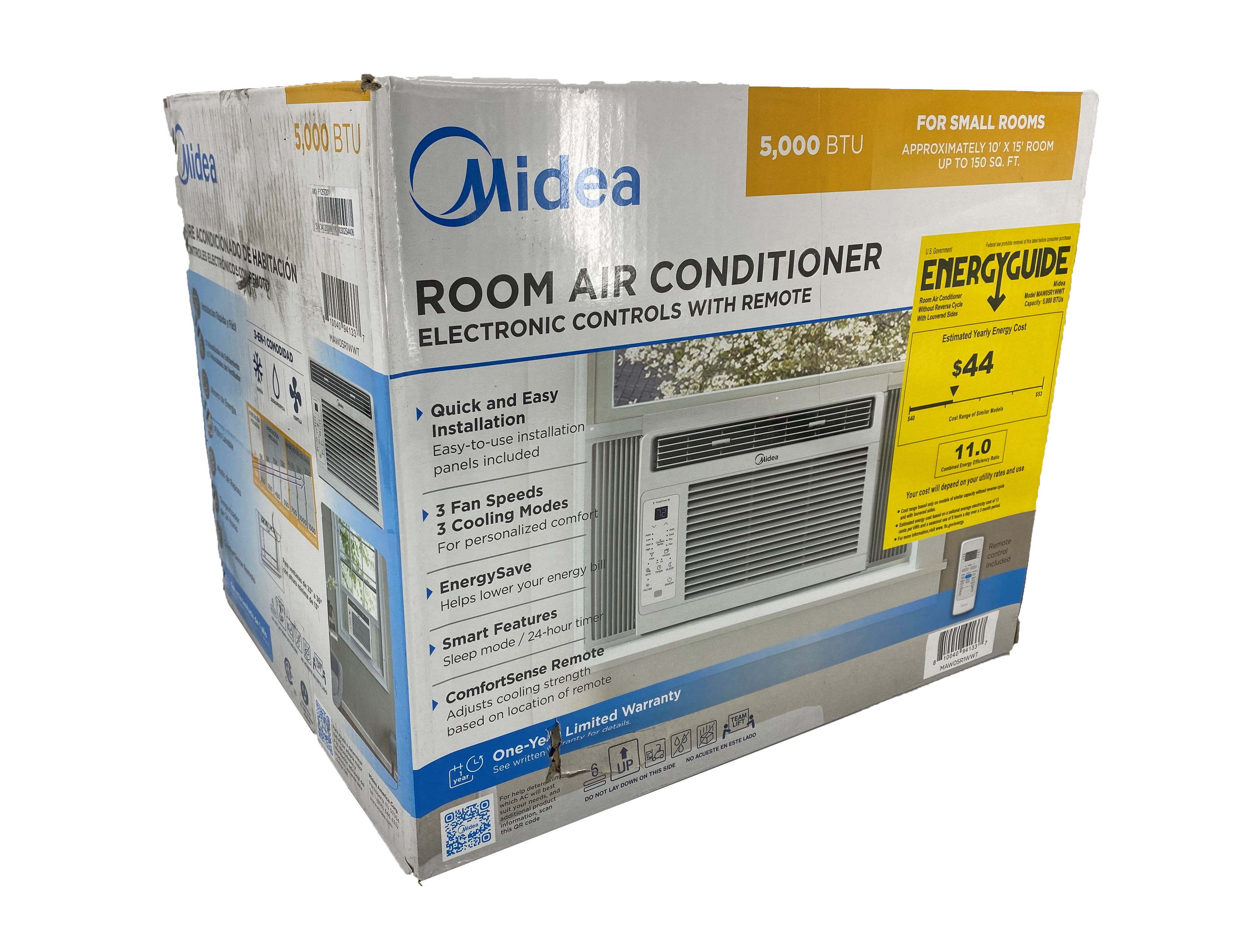 Midea 5,000 BTU ComfortSense Room Air Conditioner, White, FOB KS