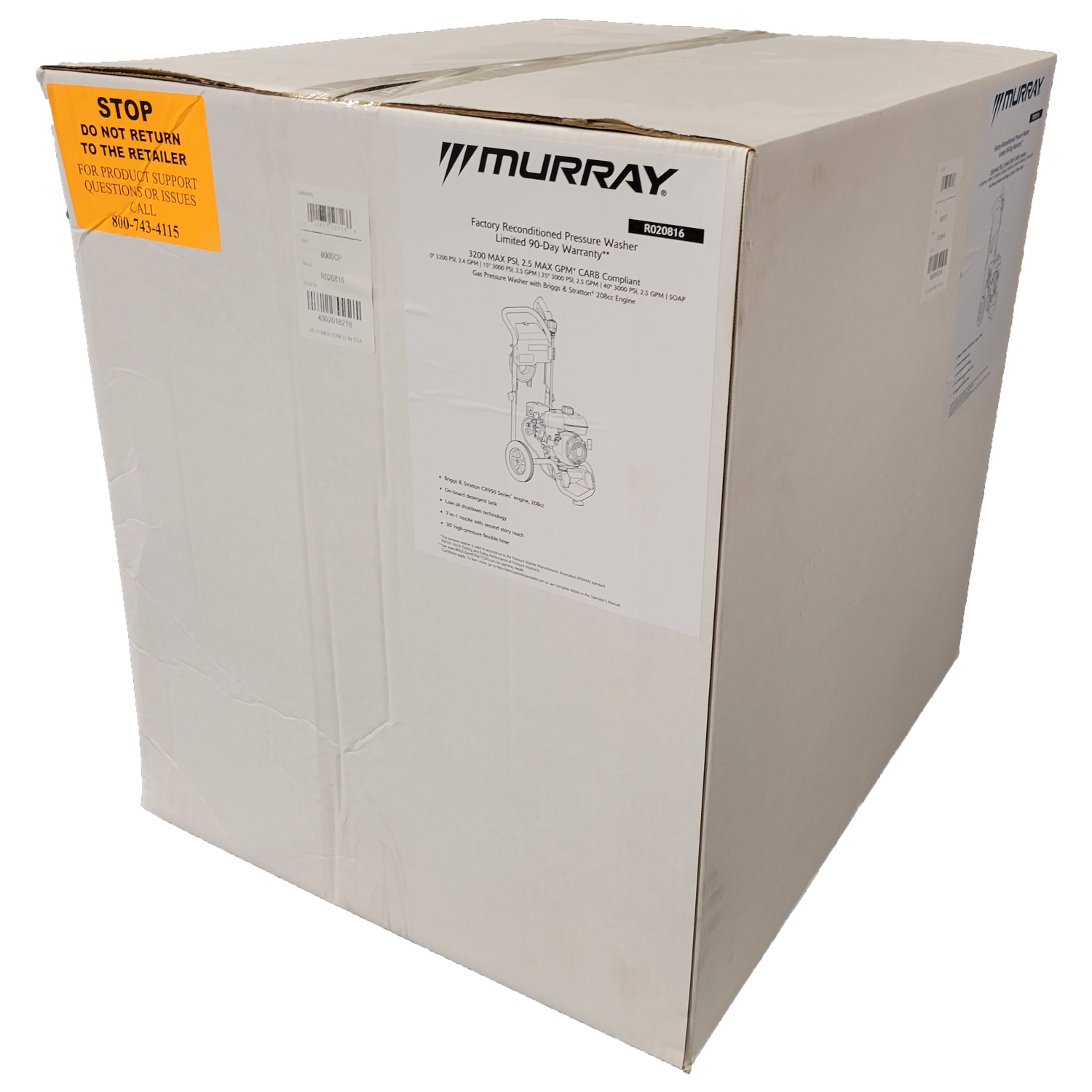 Briggs & Stratton Murray 3,200 PSI  2.5 GPM Adjustable Pressure Washer (50-State Compliant) with Briggs & Stratton Engine, Factory Refurbished, FOB KS