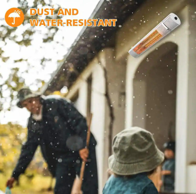 1500-Watt Metallics 3 Elements Electric Other Wall Mounted Quartz Outdoor Infrared Space Heater with Remote Control, Silver, FOB KS