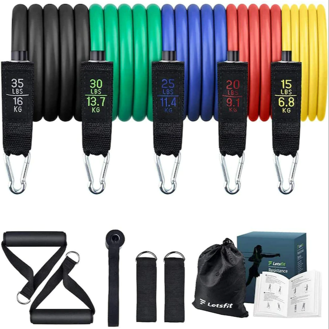 Letsfit Exercise Resistance Bands (5-Pack), FOB KS