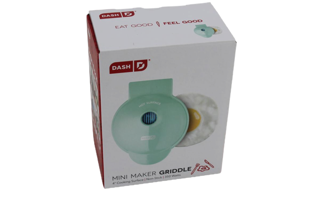 DASH Mini Maker Electric Round Griddle for Individual Pancakes, Cookies, Eggs & other on the go Breakfast, Lunch & Snacks with Indicator Light + Included Recipe Book - Aqua,4 Inch