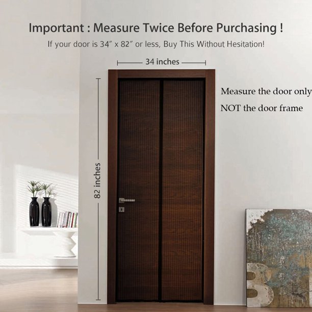 Homitt Magnetic Screen Door with Durable Fiberglass Mesh Curtain 36"x83", FOB KS