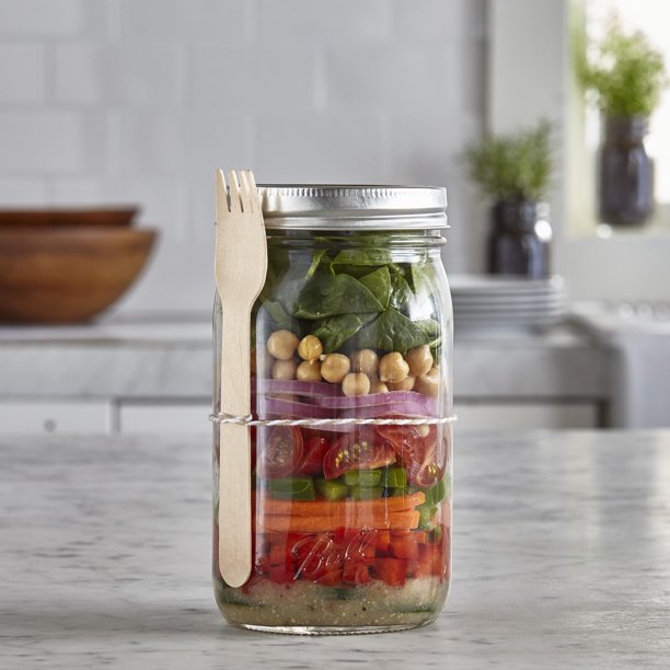 Ball Smooth-Sided Glass Mason Jars with Lids & Bands, 32 oz, 12 Count, FOB KS