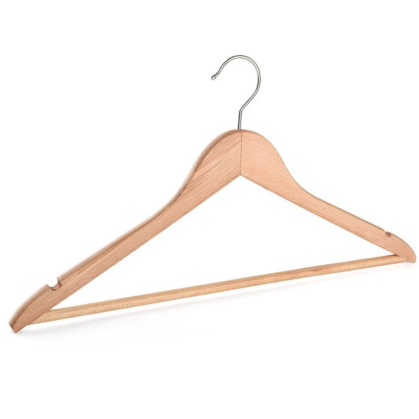 Bevoll Home Wood Hanger Set of 12, Natural Wood Hanger Set, FOB KS