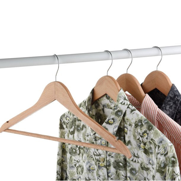 Bevoll Home Wood Hanger Set of 12, Natural Wood Hanger Set, FOB KS