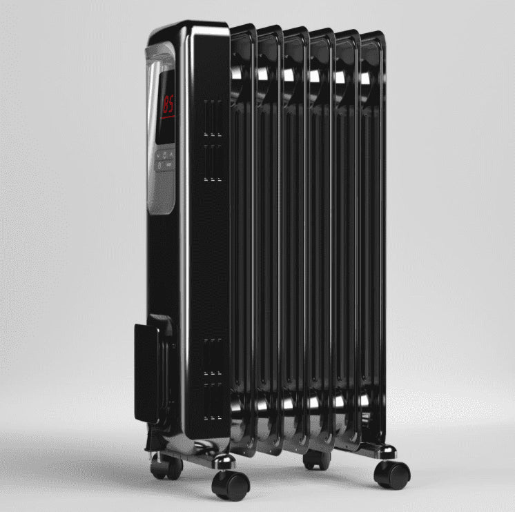 Pelonis electric radiator heater, 1500w portable oil filled radiator space heater with digital thermostat, 24-hour programmable timer, remote control, safe heater for full room
