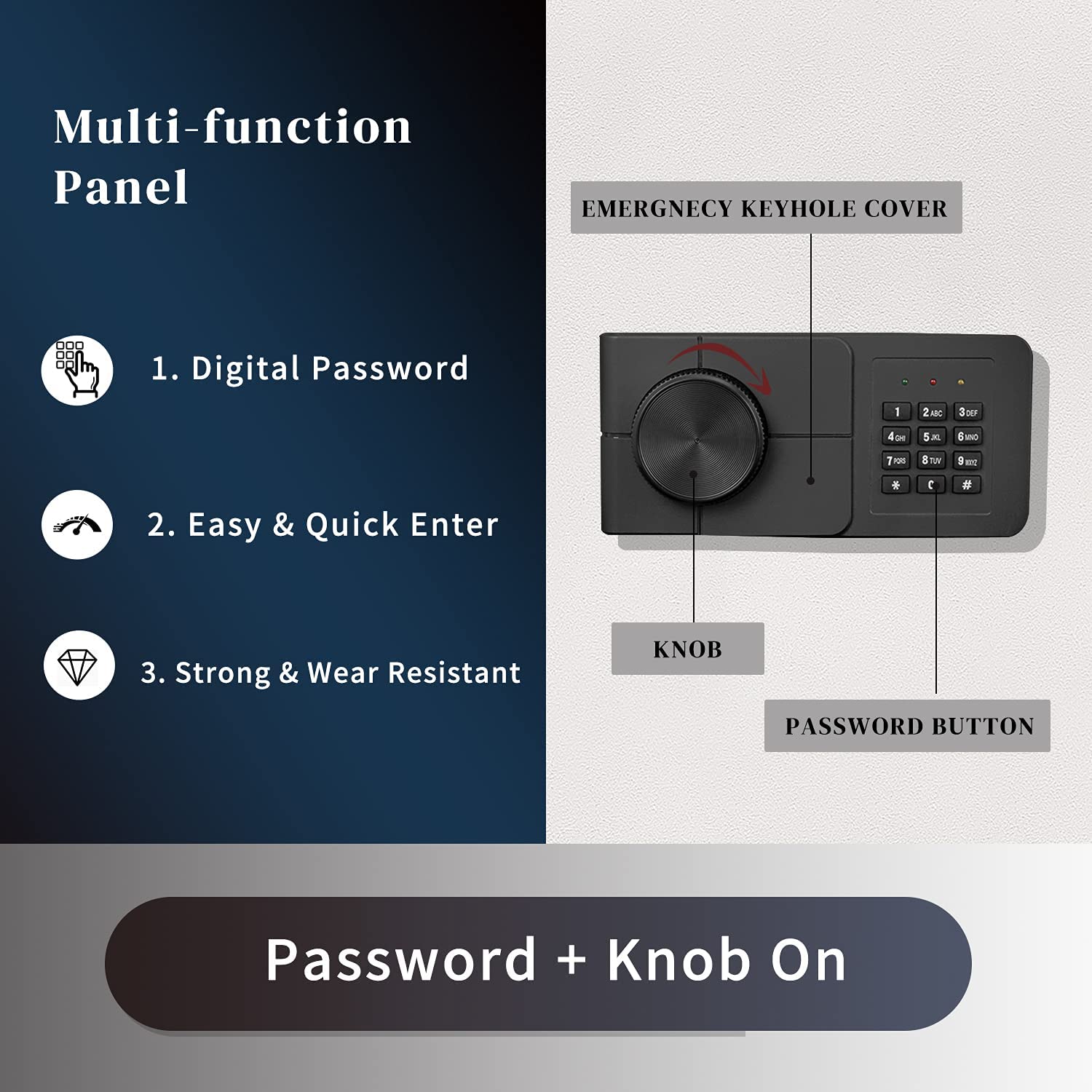 WINCENT Home Security Safe with Programmable Keypad Steel Safe Lock Box with Alarm System & Emergency Key for Office Home Hotel Gun Passport Money Valuables 1.5 Cubic Feet