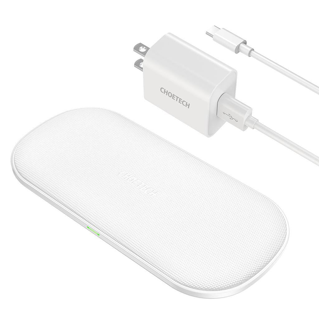 Choetech Dual Wireless Charger, QI Certified 5 Coils Fast Wireless Charging Pad, FOB KS