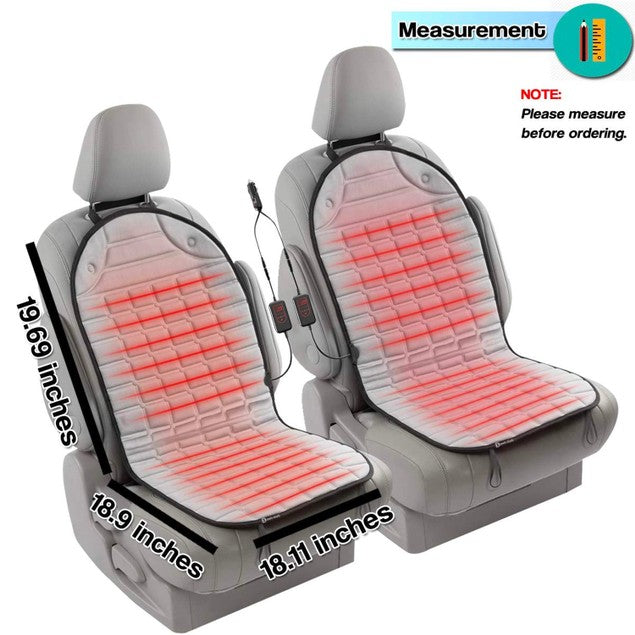 Zento Deals Heated Car Seat Cover Cushion, 2-Piece, 12V Heating Pad, Gray, FOB KS