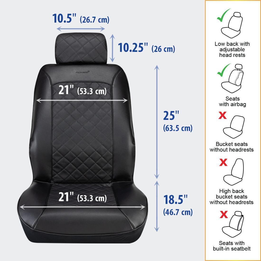 Pilot Automotive Universal Faux Leather Mirage Car Seat Cover Set of 2, FOB KS