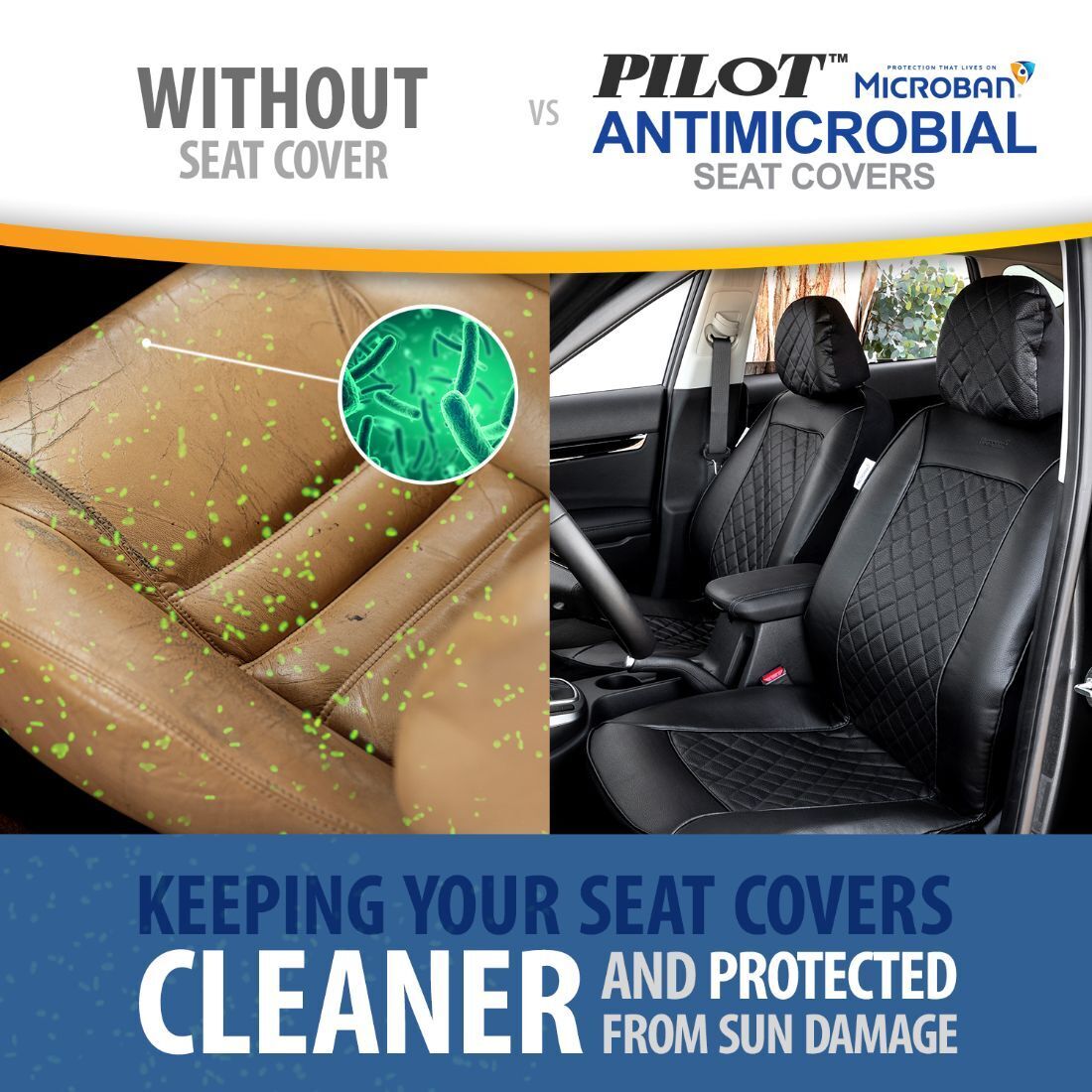 Pilot Automotive Universal Faux Leather Mirage Car Seat Cover Set of 2, FOB KS