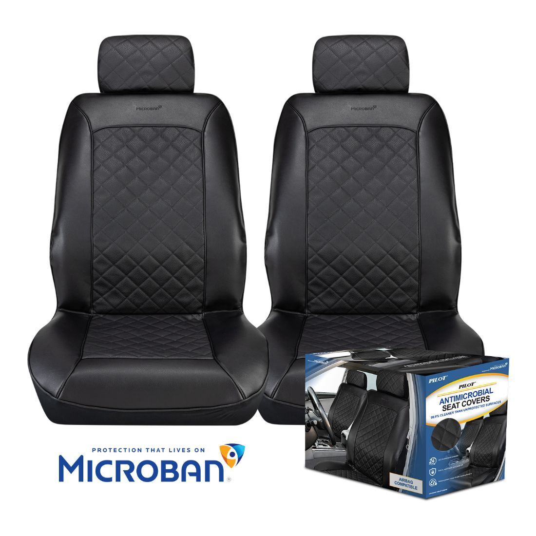 Pilot Automotive Universal Faux Leather Mirage Car Seat Cover Set of 2, FOB KS