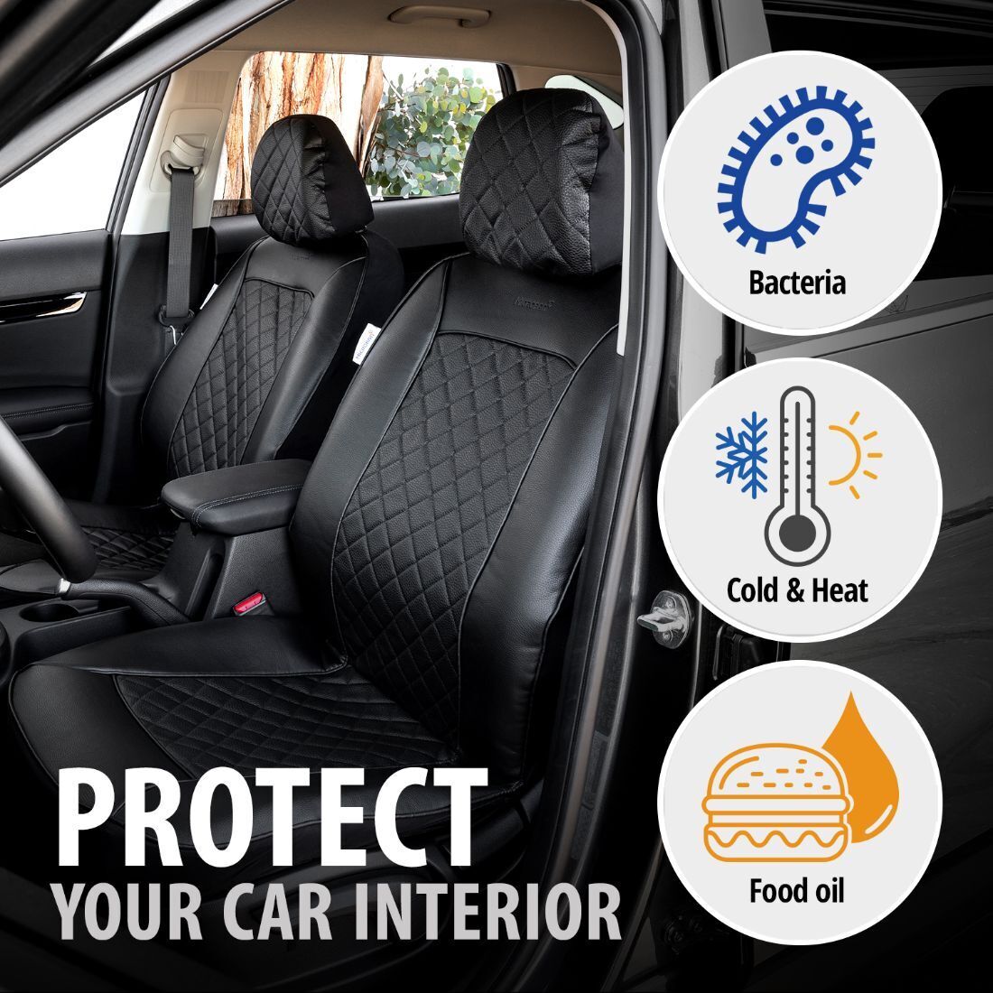 Pilot Automotive Universal Faux Leather Mirage Car Seat Cover Set of 2, FOB KS