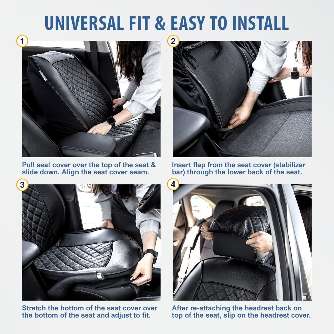 Pilot Automotive Universal Faux Leather Mirage Car Seat Cover Set of 2, FOB KS