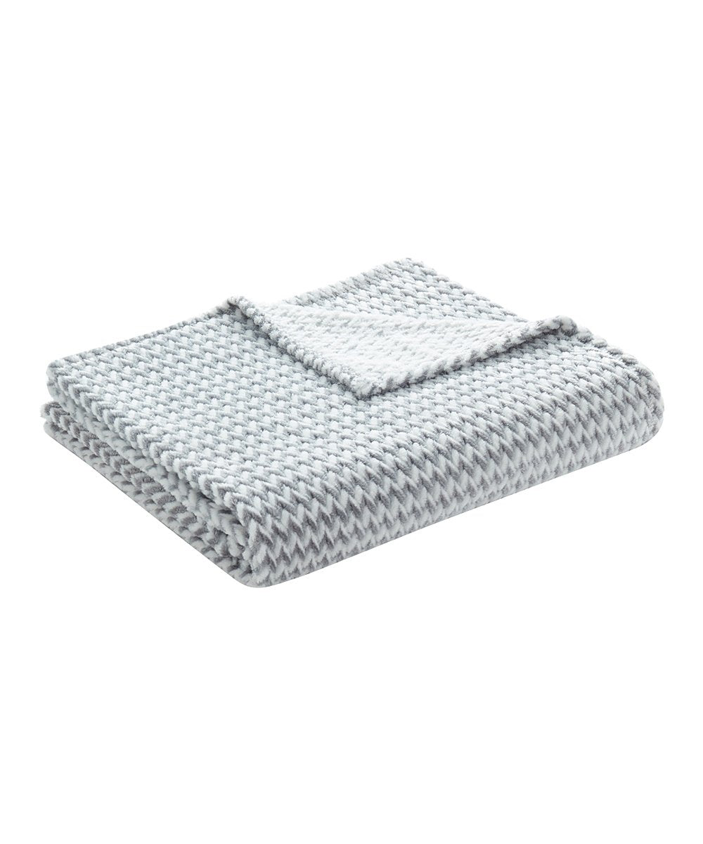 Perry Ellis Portfolio Enzo Chevron Jacquard Blanket Grey, FOB KS