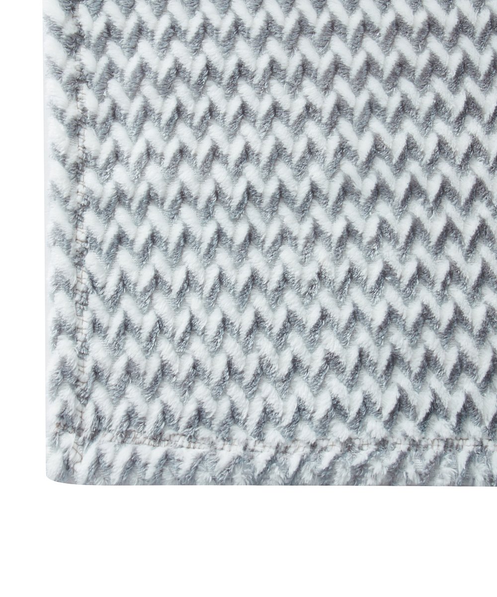 Perry Ellis Portfolio Enzo Chevron Jacquard Blanket Grey, FOB KS