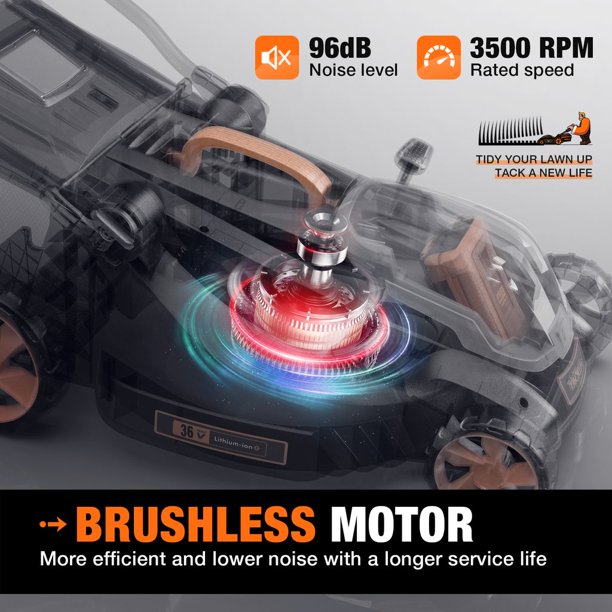TACKLIFE 40V MAX 4.0Ah 16in Cordless Lawn Mower with Copper Brushless Motor, FOB KS