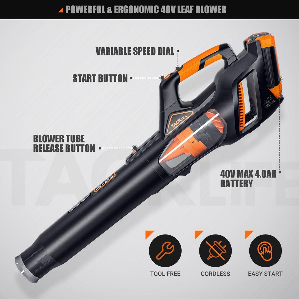 TACKLIFE 40V Cordless Leaf Blower w/ 4 Ah Battery & Charger, FOB KS