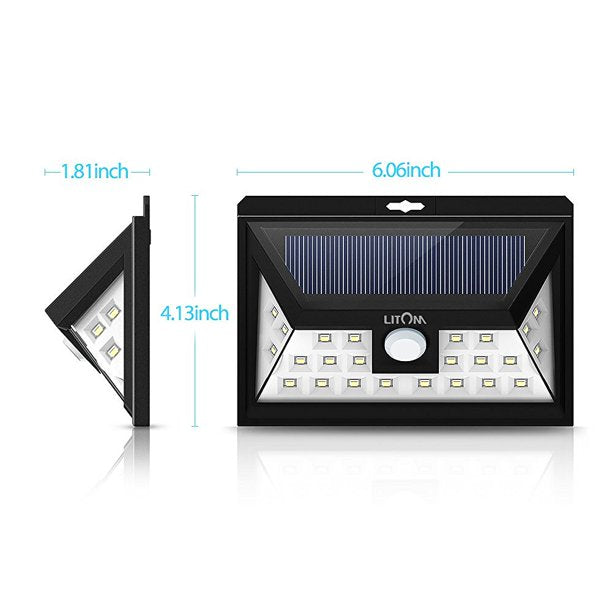 Litom Solar Lights Outdoor, 4 Lighting Modes, Upgraded High Efficient Solar Motion Sensor Light, IP67 Waterproof Rating Durable Security Lights for Yard, Garden, Patio, 2-Pack, FOB KS