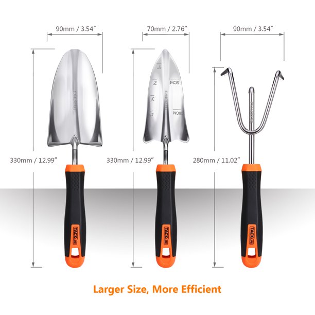 TACKLIFE Garden Tool Set, 3 Piece Stainless Steel Heavy Duty Gardening Kit, FOB KS