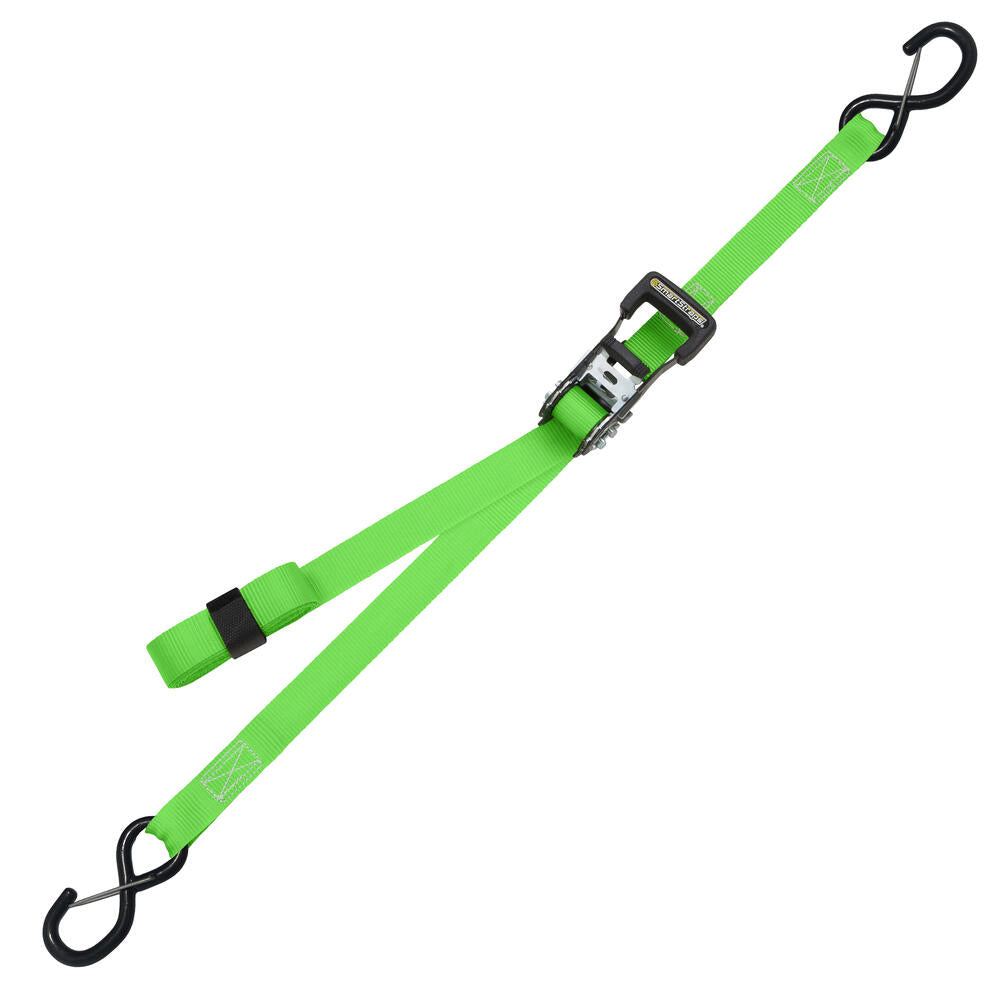 SmartStraps 1 x 10' Green Padded D-Handle Ratchet Strap Tie Down w/Gated Hook - 2 Pack