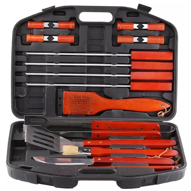 Aleko Stainless Steel BBQ Grilling Accessories Tool Set with Storage Case - 18 Piece, FOB KS