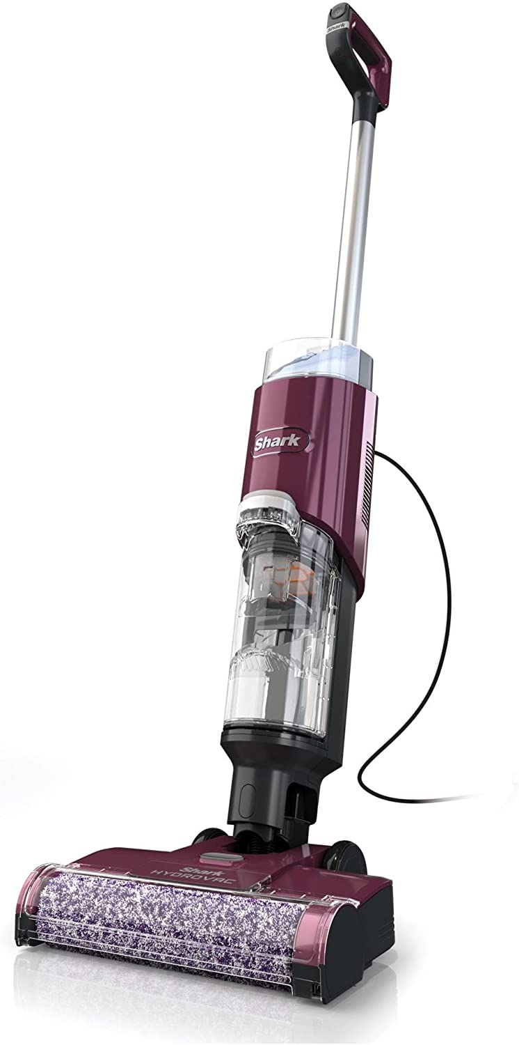 Shark WD100 HydroVac 3-in-1 Vacuum, Mop & Self-Cleaning Corded System w/Brushroll*, Perfect for Hardwood, Tile, Marble, Laminate & Area Rugs, 1 cleaning solution included (Renewed)