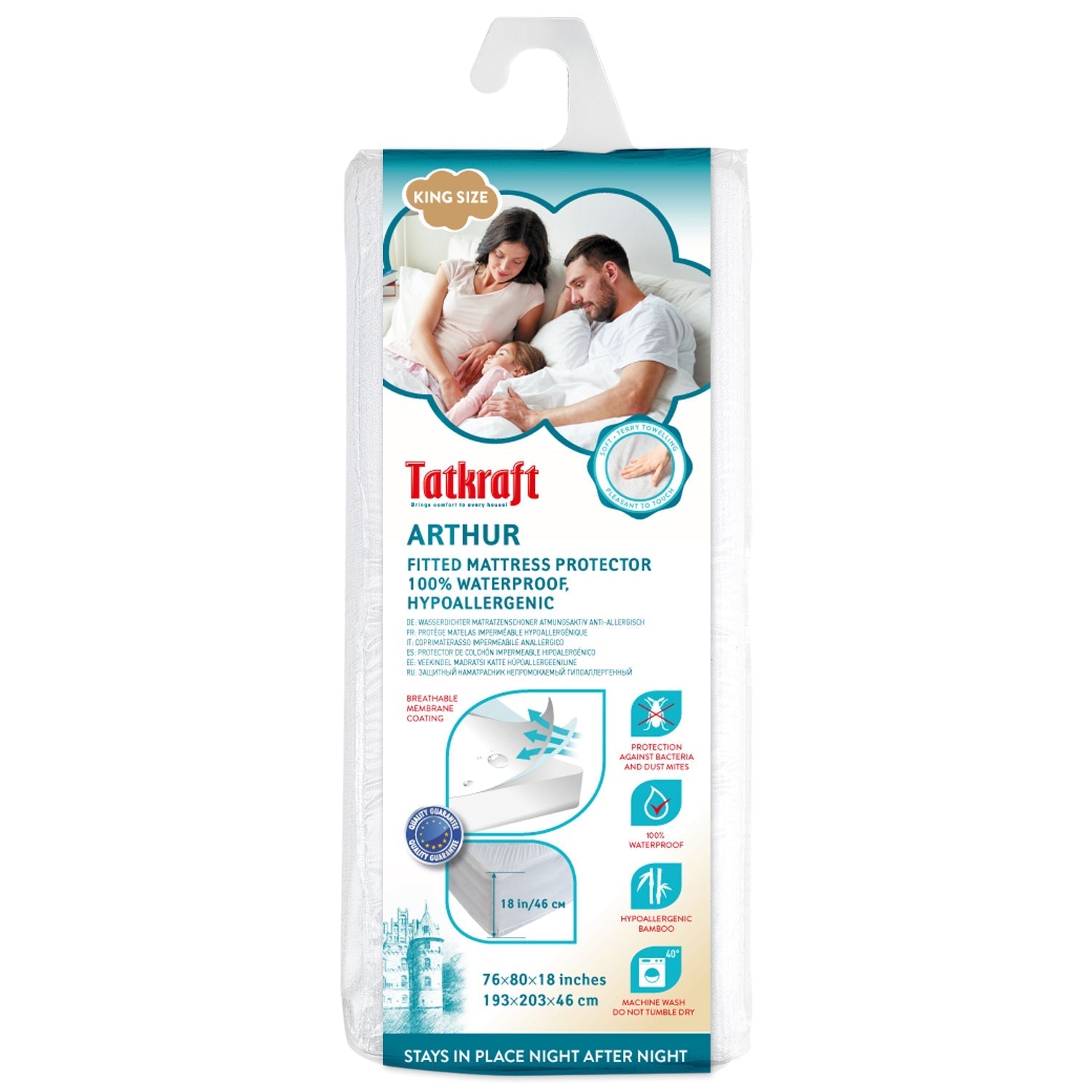 Tatkraft Arthur Fitted Mattress Protector (King), FOB KS