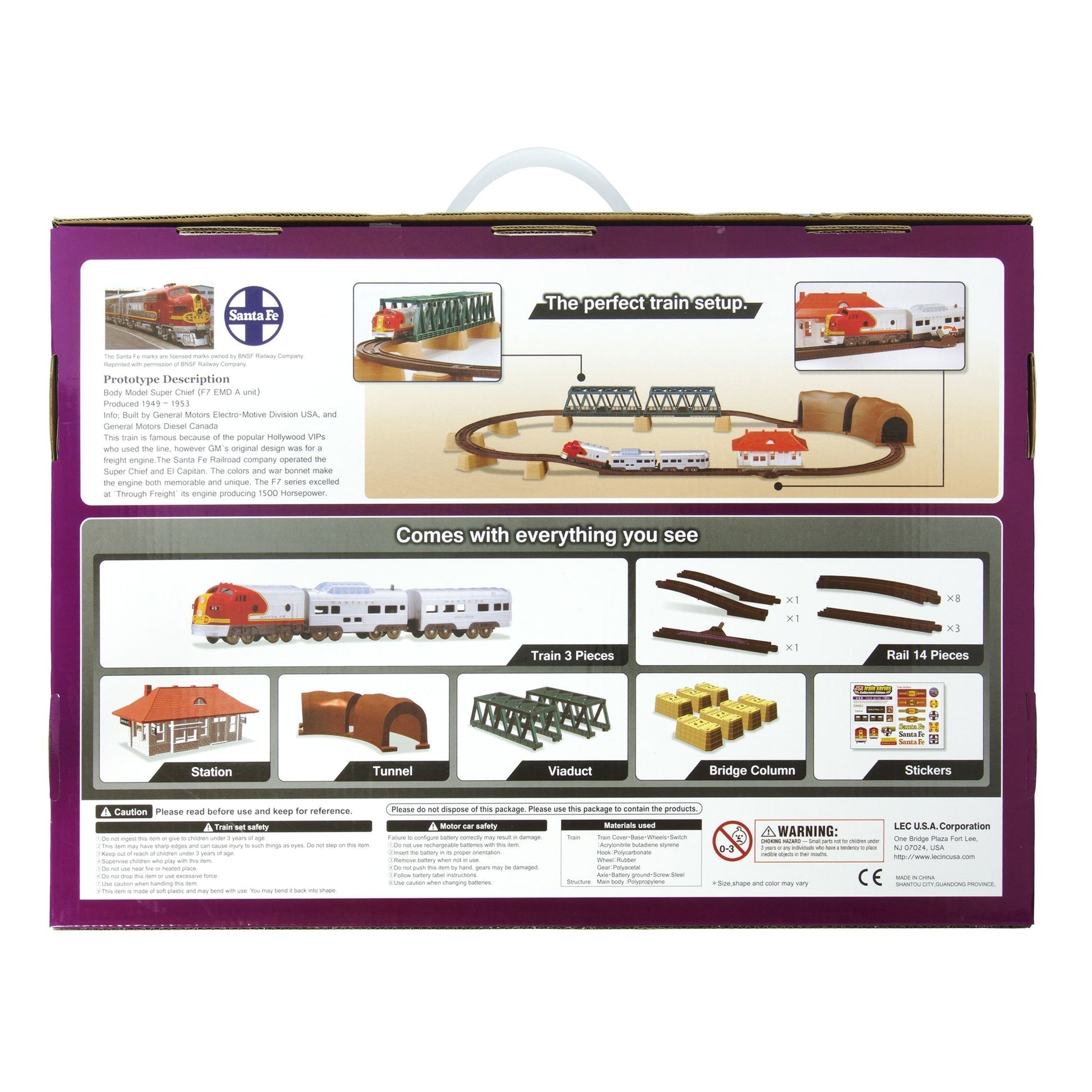 LEC World Train Series 1950s Santa Fe F7 Super Chief Train Set, FOB KS