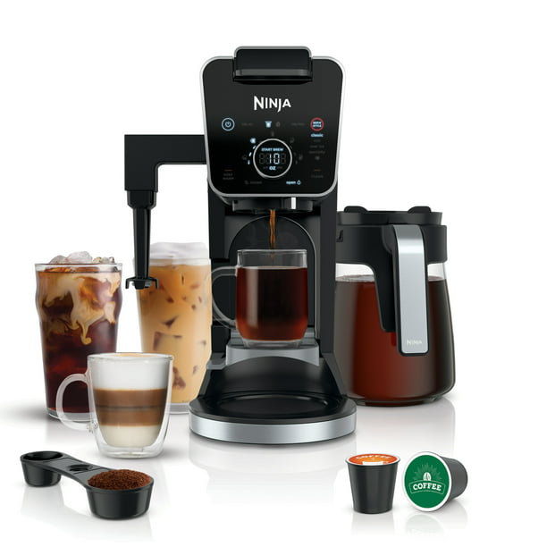 Ninja® DualBrew Specialty Coffee System, Single-Serve, K-Cup Pod Compatible, 12-Cup Drip Coffee Maker, Glass Carafe, Factory Refurbished, FOB KS