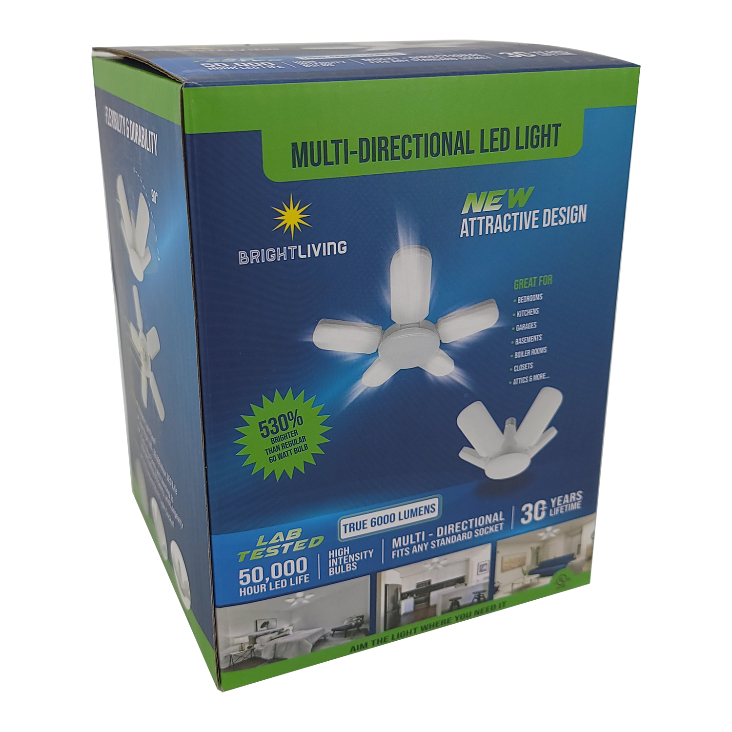 BRIGHTLIVING Multi-Directional 5 Leaf LED Ceiling Light, FOB KS
