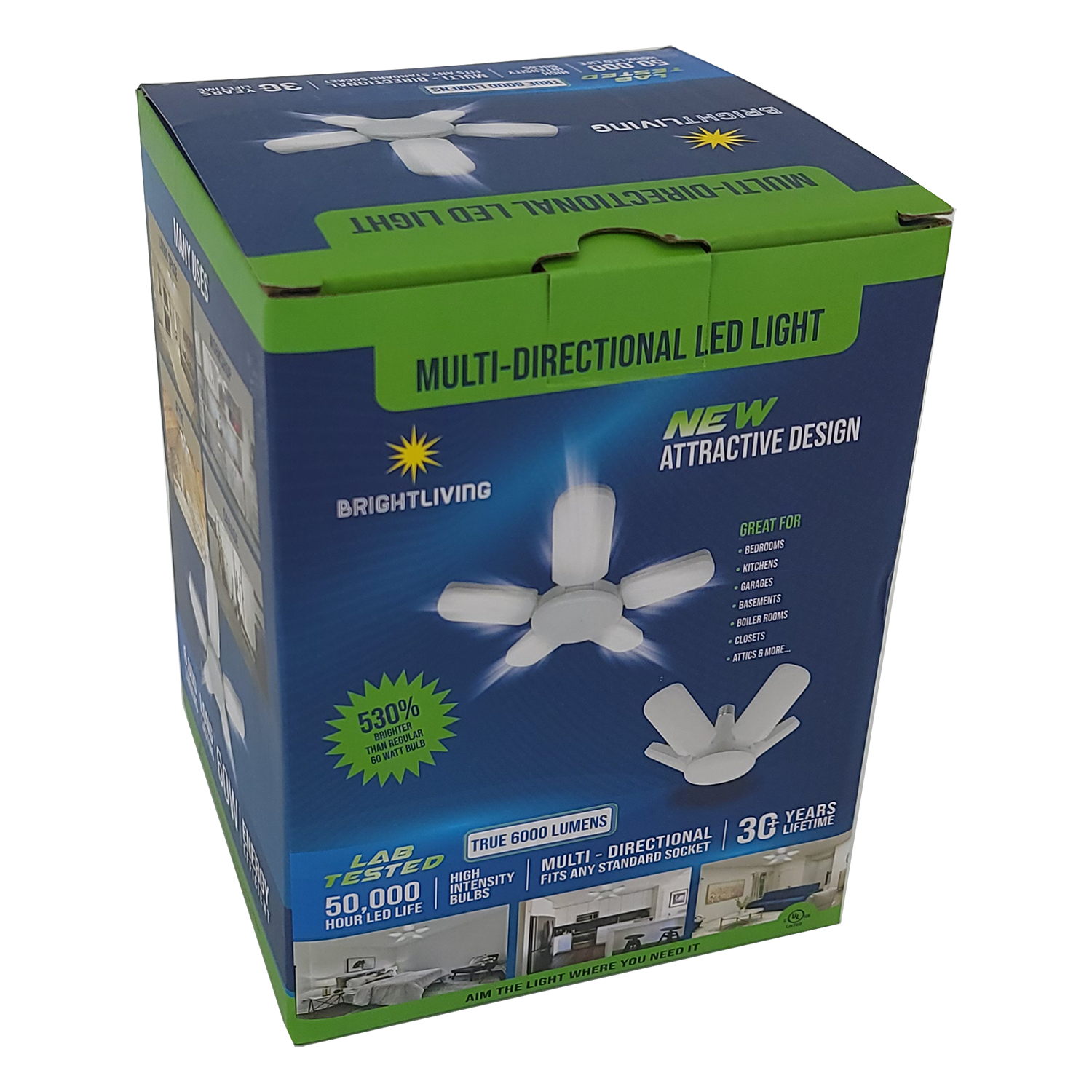 BRIGHTLIVING Multi-Directional 5 Leaf LED Ceiling Light, FOB KS