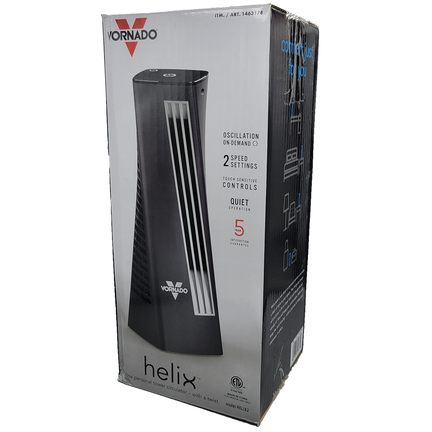 Vornado HELIX2 Personal Tower Fan, Retail Box, FOB KS