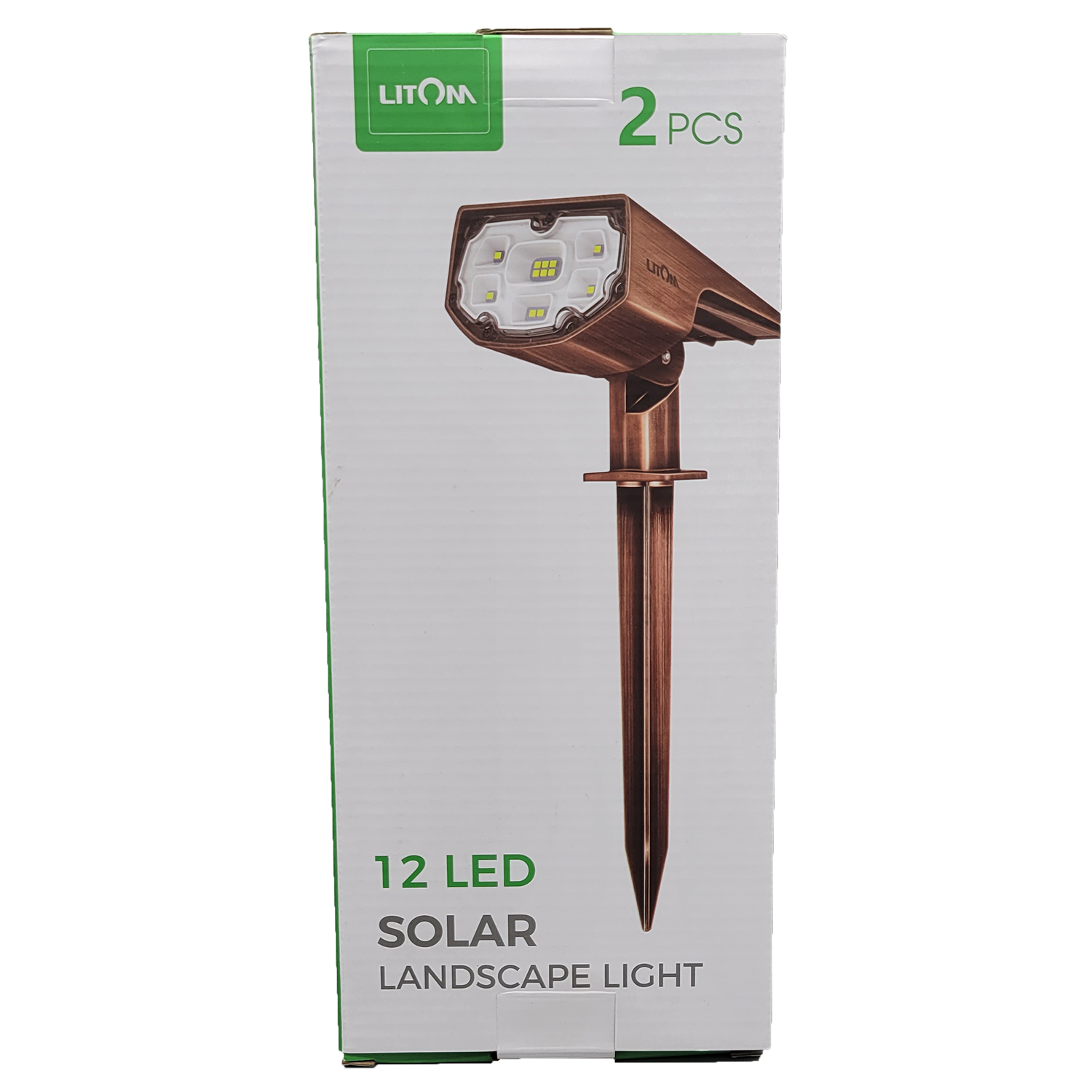 LITOM 12 LED Solar Landscape Spotlights, Bronze, 2 Pack, FOB KS