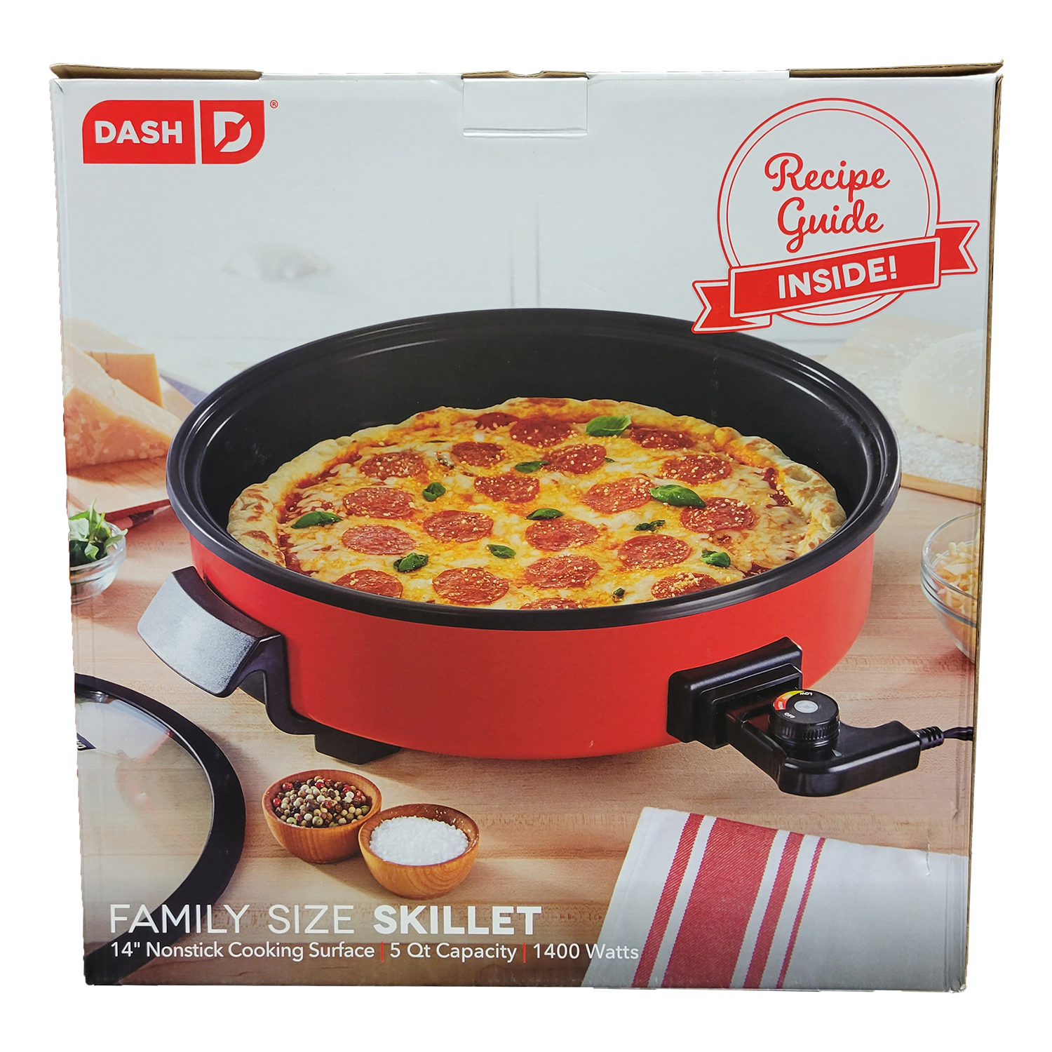 Dash Family Size Skillet, 14 inch wide, 2.5 inch deep, Assorted Colors, FOB KS