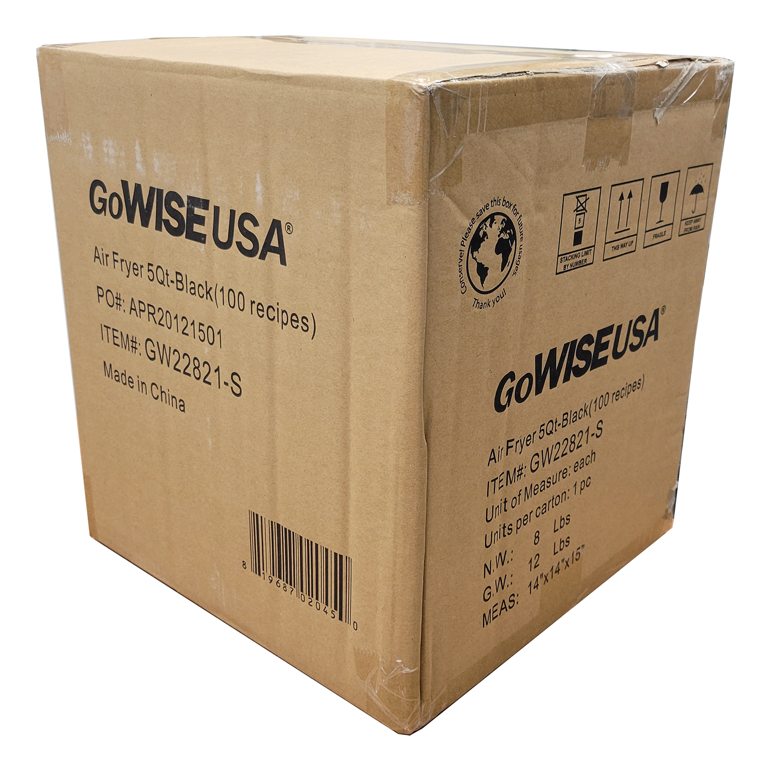 GoWISE USA 5.0-Quart 1500-Watt Digital Air Fryer with 8 Presets, FOB KS