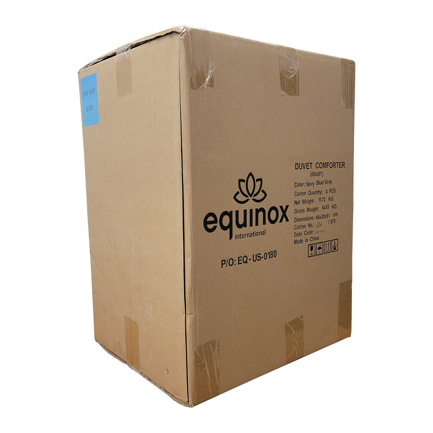 Equinox All-Season Queen Size Navy Blue/Charcoal Grey Quilted Comforter, FOB KS