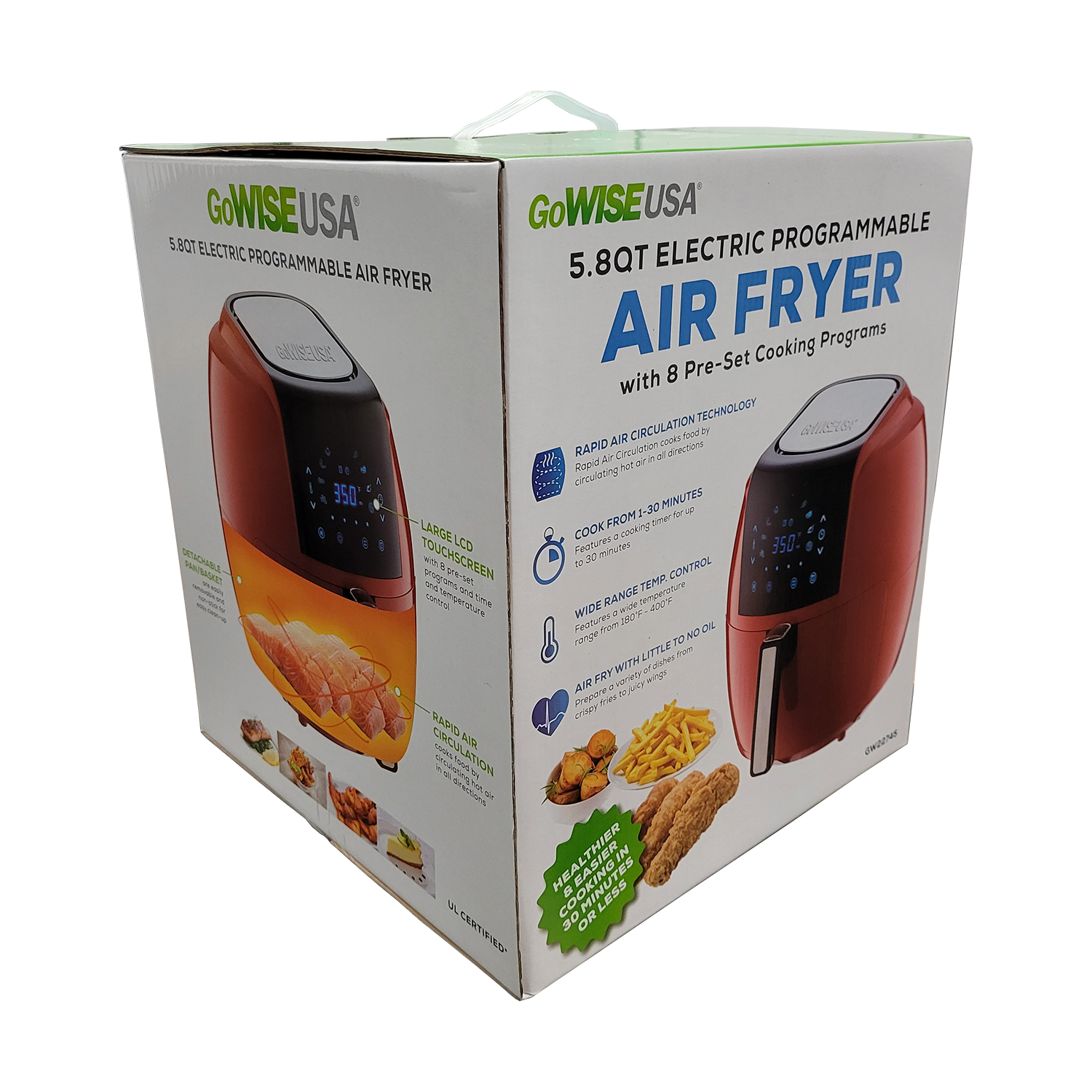 GoWISE USA 5.8-Quart Programmable 8-in-1 Air Fryer XL, FOB KS