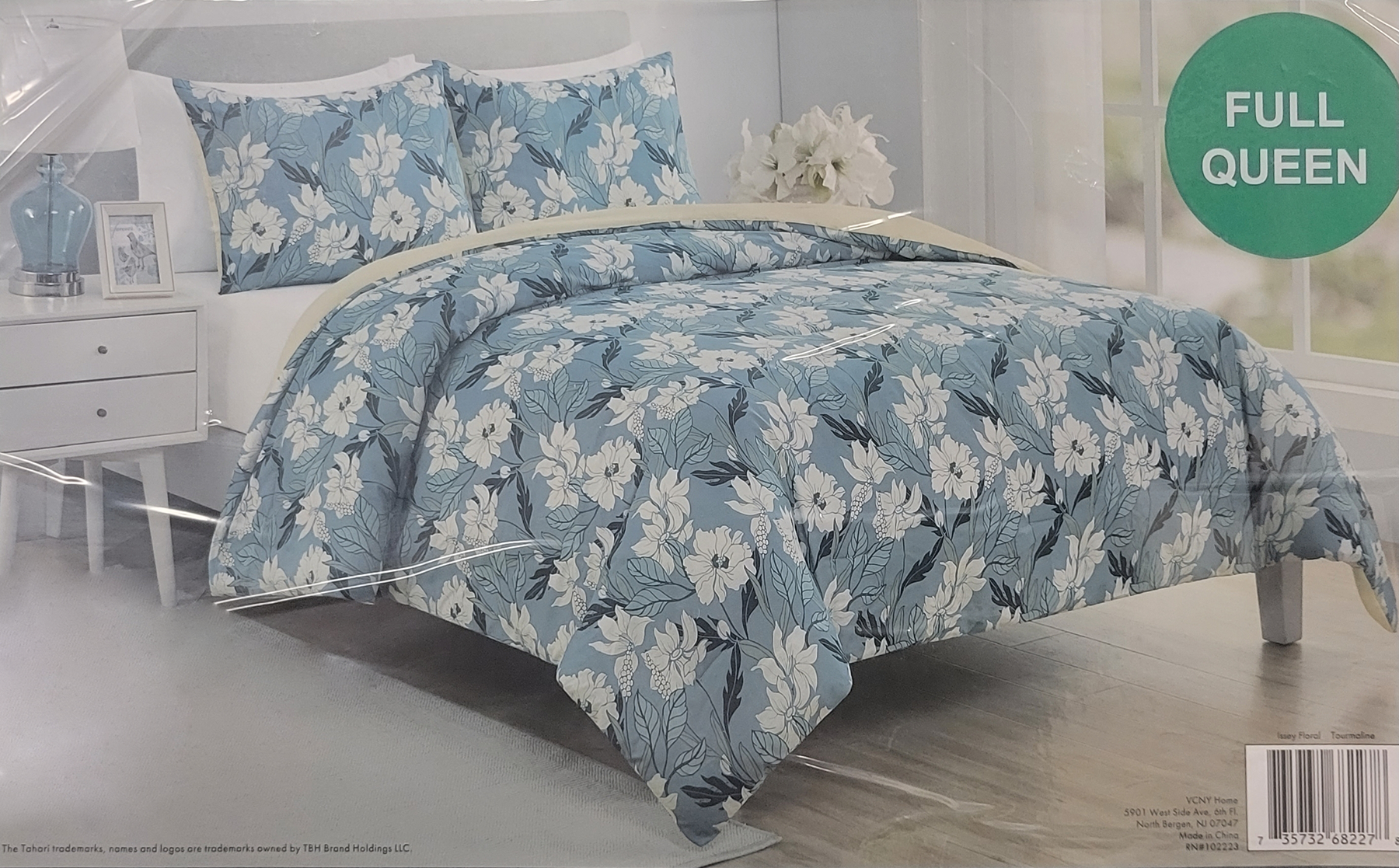 Tahari Home 3 Piece Full/Queen Comforter Set Issey Floral, FOB KS