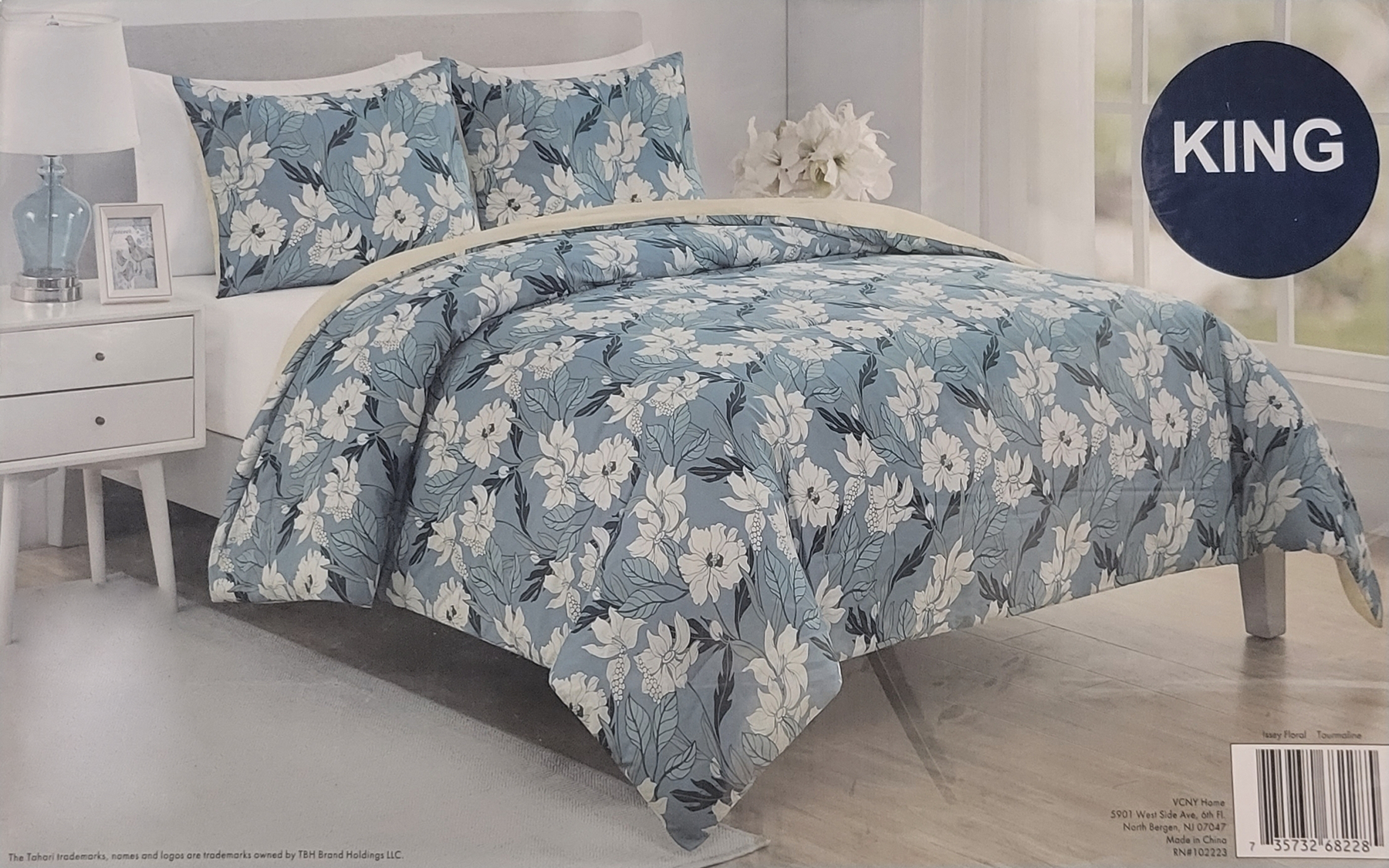 Tahari Home 3 Piece King Comforter Set Issey Floral, FOB KS