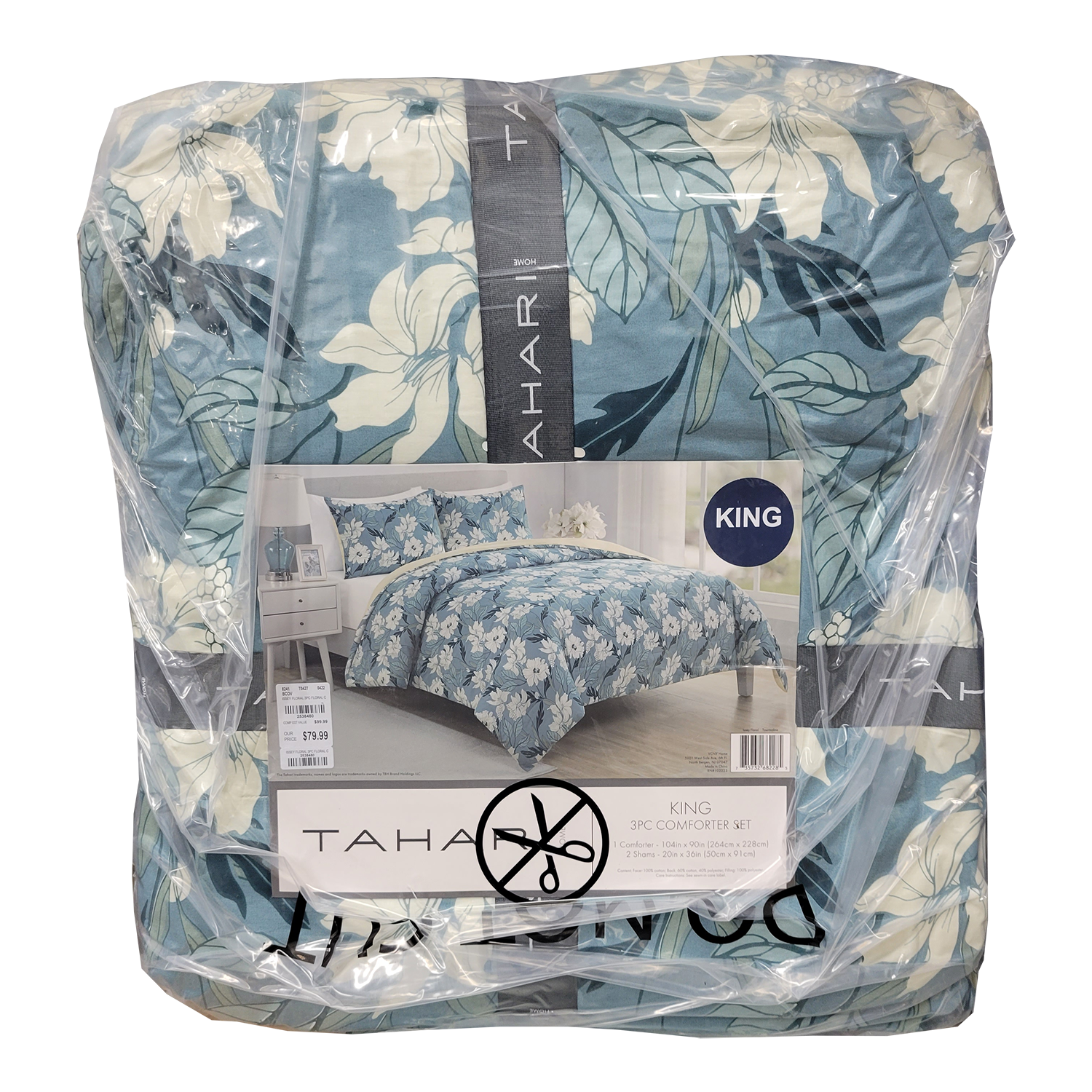 Tahari Home 3 Piece King Comforter Set Issey Floral, FOB KS