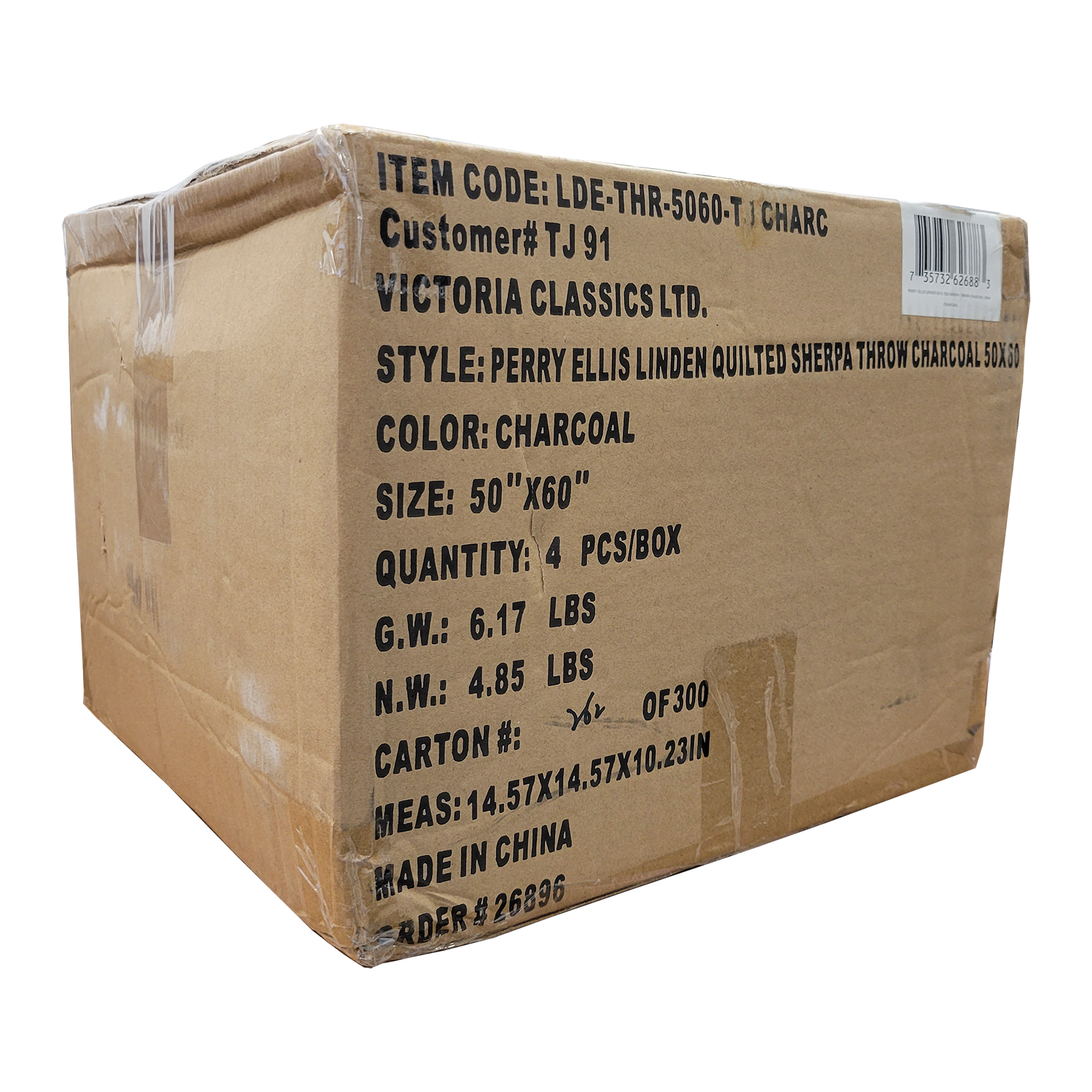 Perry Ellis Portfolio Linden Quilted Sherpa Plush Throw, FOB KS